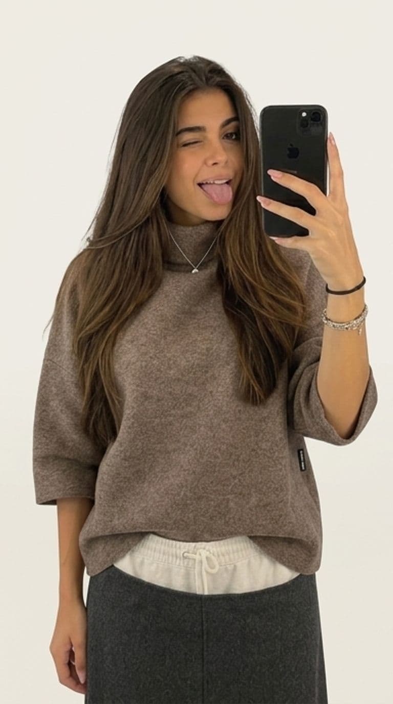 Antla output for SELMA sweater in boiled wool, Coal, using the original selfie.